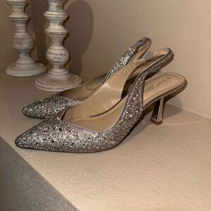 Elegant Silver Slingback Heels